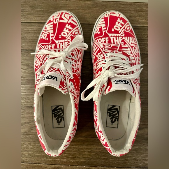Vans Red White All Over Logo
Lace Up Casual Sneakers Men's
Size 9 Women's 11 - Picture 6 of 8